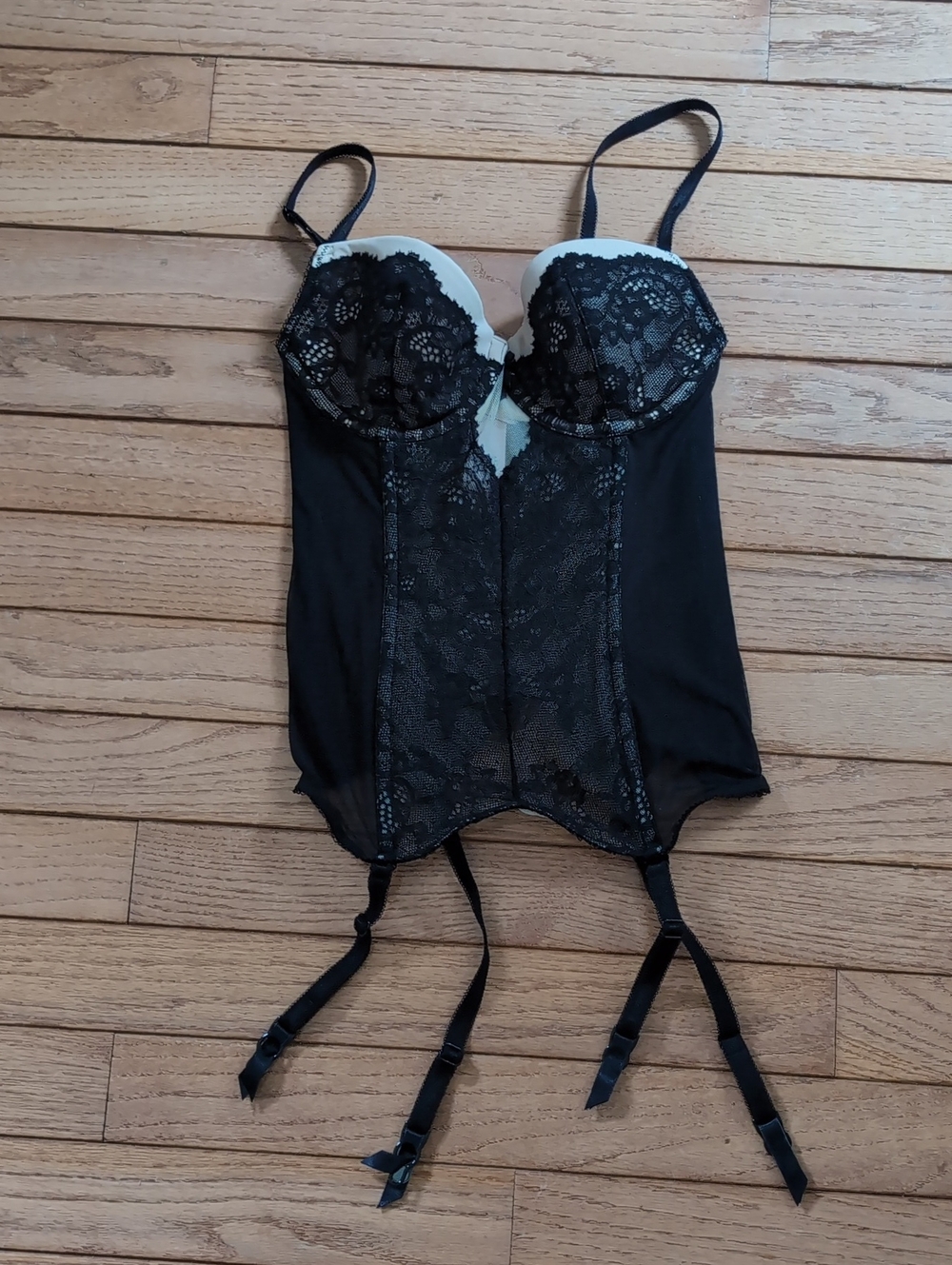 Victoria's Secret Black Lace Bustier with Garters